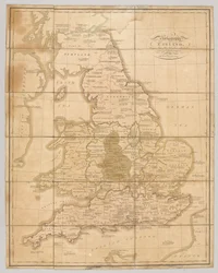 Praehagraphy of England, som är en karta över det kungariket som illustrerar de huvudsakliga striderna som utkämpades i det, pub. 1807